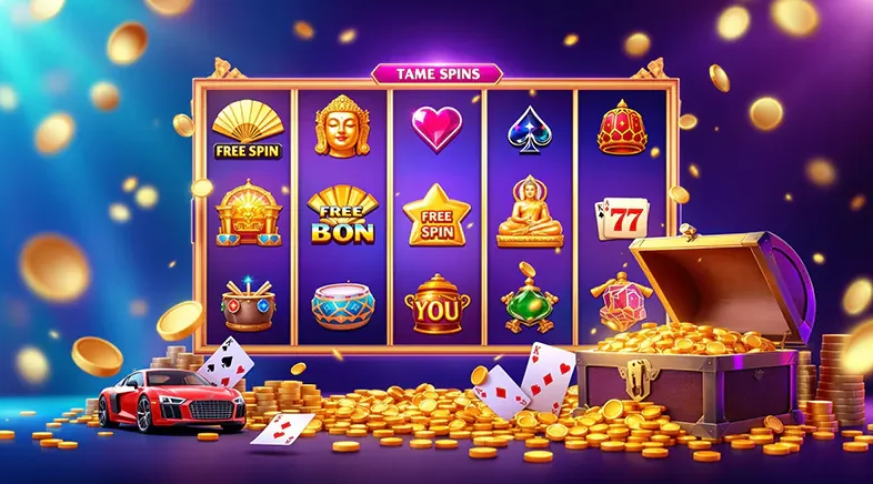 ภาพประกอบเกมสล็อตและวงล้อสัญลักษณ์